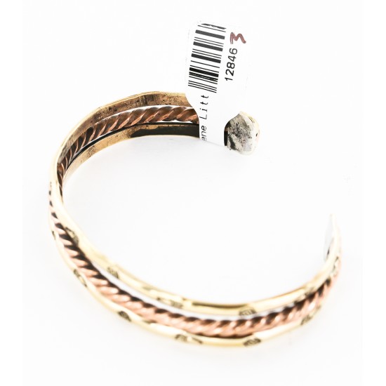 Handmade Bear paw Certified Authentic Navajo Pure Copper and Brass Native American Bracelet 12846-3