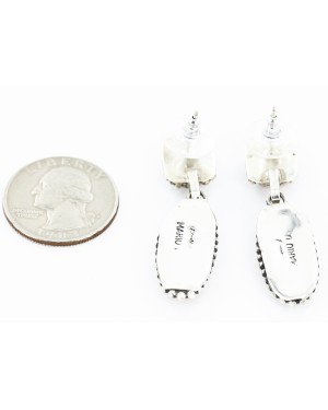 Certified Authentic Handmade Navajo .925 Sterling Silver Natural Spiny Oyster Native American Dangle Earrings  27163-1