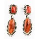 Certified Authentic Handmade Navajo .925 Sterling Silver Natural Spiny Oyster Native American Dangle Earrings  27163-1