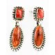 Handmade Navajo .925 Sterling Silver Natural Spiny Oyster Native American Dangle Earrings 27163-1