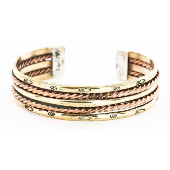 Handmade Bear paw Certified Authentic Navajo Pure Copper and Brass Native American Bracelet 12845-5