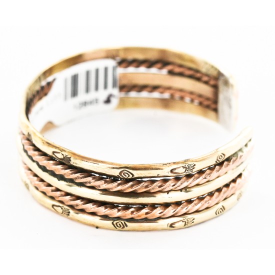 Handmade Bear paw Certified Authentic Navajo Pure Copper and Brass Native American Bracelet 12845-5