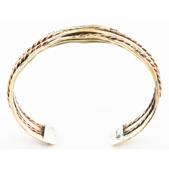 Handmade Bear paw Certified Authentic Navajo Pure Copper and Brass Native American Bracelet 12845-5