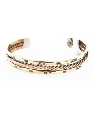 Handmade Bear paw Certified Authentic Navajo Pure Copper and Brass Native American Bracelet 12846-3