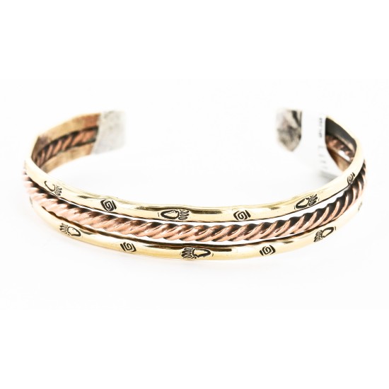 Handmade Bear paw Certified Authentic Navajo Pure Copper and Brass Native American Bracelet 12846-3