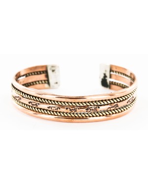Handmade Horse Certified Authentic Navajo Pure Copper and Brass Native American Bracelet 12845-4