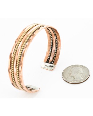 Handmade Kokopelli Certified Authentic Navajo Pure Copper and Brass Native American Bracelet 12845-3