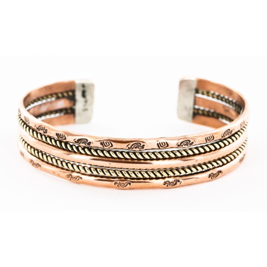 Handmade Kokopelli Certified Authentic Navajo Pure Copper and Brass Native American Bracelet 12845-3