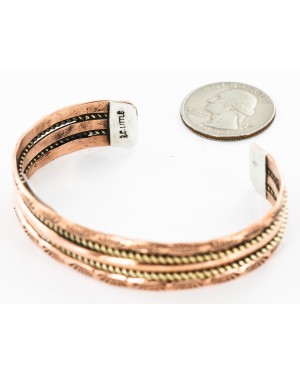 Handmade Sun Certified Authentic Navajo Pure Copper and Brass Native American Bracelet 12845-2