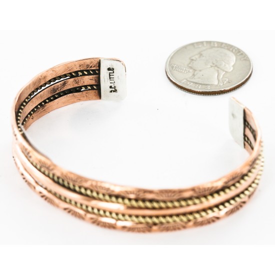 Handmade Sun Certified Authentic Navajo Pure Copper and Brass Native American Bracelet 12845-2