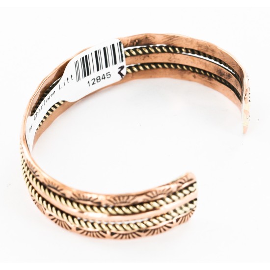 Handmade Sun Certified Authentic Navajo Pure Copper and Brass Native American Bracelet 12845-2