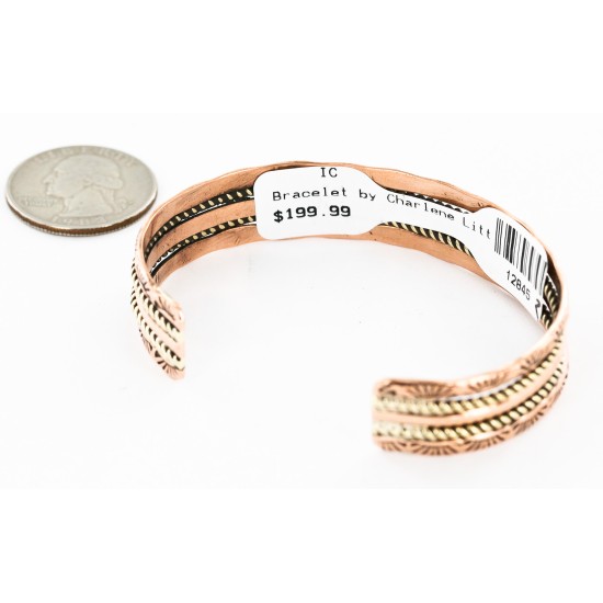 Handmade Sun Certified Authentic Navajo Pure Copper and Brass Native American Bracelet 12845-2