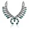 Squash Blossom .925 Sterling Silver Navajo Native American Natural Turquoise Necklace 35186