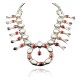 Squash Blossom .925 Sterling Silver Certified Authentic Navajo Native American Coral Necklace 35187