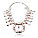 Squash Blossom .925 Sterling Silver Certified Authentic Navajo Native American Coral Necklace 35187