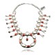 Squash Blossom .925 Sterling Silver Certified Authentic Navajo Native American Coral Necklace 35187