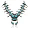 Squash Blossom .925 Sterling Silver Navajo Native American Natural Turquoise Necklace 35188
