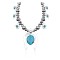 Squash Blossom .925 Sterling Silver Certified Authentic Navajo Native American Natural Turquoise Necklace 35190