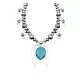 Squash Blossom .925 Sterling Silver Navajo Native American Natural Turquoise Necklace 35190 Squash Blossom .925 Sterling Silver Navajo Native American Natural Turquoise Necklace 35190