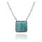 Delicate .925 Sterling Silver Certified Authentic Navajo Native American Natural Turquoise Necklace Pendant 35191