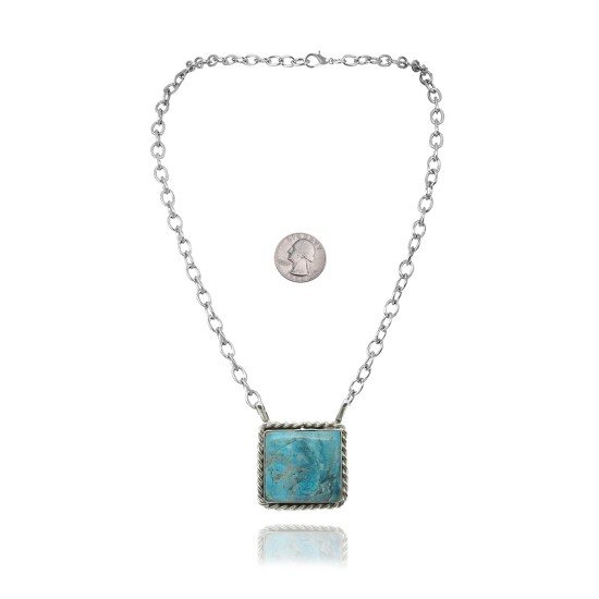 Delicate .925 Sterling Silver Certified Authentic Navajo Native American Natural Turquoise Necklace Pendant 35191 Delicate .925 Sterling Silver Certified Authentic Navajo Native American Natural Turquoise Necklace Pendant 35191
