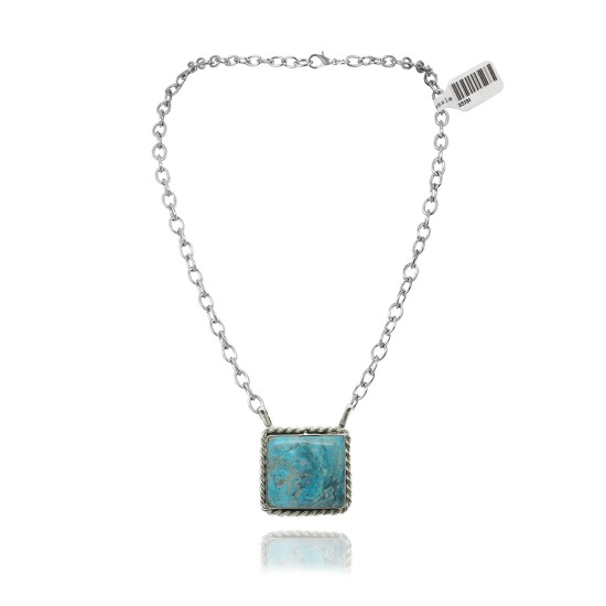 Delicate .925 Sterling Silver Certified Authentic Navajo Native American Natural Turquoise Necklace Pendant 35191 Delicate .925 Sterling Silver Certified Authentic Navajo Native American Natural Turquoise Necklace Pendant 35191