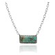 Delicate .925 Sterling Silver Certified Authentic Navajo Native American Natural Turquoise Necklace Pendant 35192