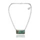 Delicate .925 Sterling Silver Certified Authentic Navajo Native American Natural Turquoise Necklace Pendant 35192