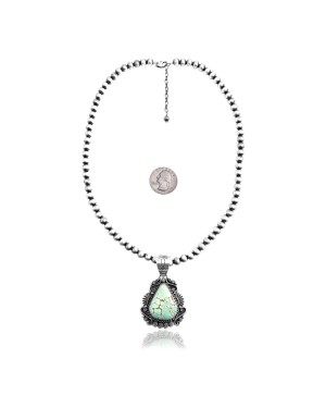 .925 Sterling Silver Certified Authentic Navajo Native American Natural Turquoise Necklace Pendant 35193 .925 Sterling Silver Certified Authentic Navajo Native American Natural Turquoise Necklace Pendant 35193