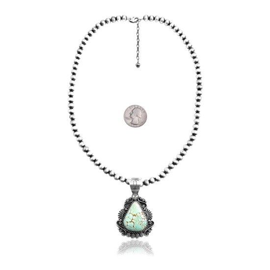 .925 Sterling Silver Certified Authentic Navajo Native American Natural Turquoise Necklace Pendant 35193 .925 Sterling Silver Certified Authentic Navajo Native American Natural Turquoise Necklace Pendant 35193
