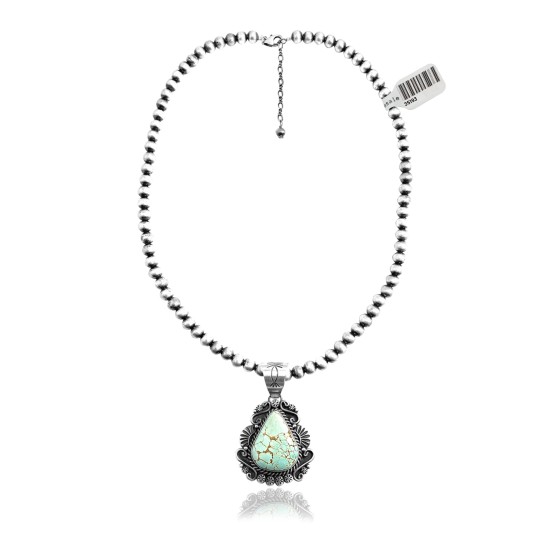 .925 Sterling Silver Certified Authentic Navajo Native American Natural Turquoise Necklace Pendant 35193 .925 Sterling Silver Certified Authentic Navajo Native American Natural Turquoise Necklace Pendant 35193