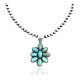 Flower .925 Sterling Silver Certified Authentic Navajo Native American Natural Turquoise Necklace Pendant 35194