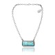 Delicate .925 Sterling Silver Certified Authentic Navajo Native American Natural Turquoise Necklace Pendant 35195
