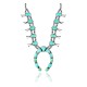 Squash Blossom .925 Sterling Silver Certified Authentic Navajo Native American Natural Turquoise Necklace 35198