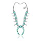 Squash Blossom .925 Sterling Silver Certified Authentic Navajo Native American Natural Turquoise Necklace 35198