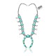 Squash Blossom .925 Sterling Silver Certified Authentic Navajo Native American Natural Turquoise Necklace 35198