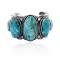 Swirl .925 Sterling Silver Certified Authentic Navajo Native American Natural Turquoise Cuff Bracelet 32102