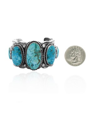 Swirl .925 Sterling Silver Certified Authentic Navajo Native American Natural Turquoise Cuff Bracelet 32102 Swirl .925 Sterling Silver Certified Authentic Navajo Native American Natural Turquoise Cuff Bracelet 32102