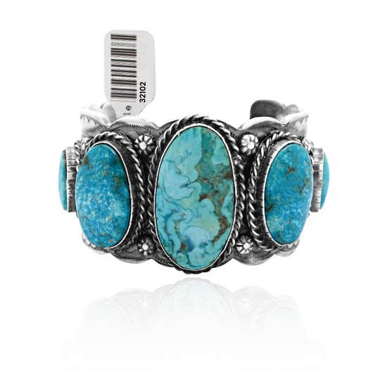 Swirl .925 Sterling Silver Certified Authentic Navajo Native American Natural Turquoise Cuff Bracelet 32102 Swirl .925 Sterling Silver Certified Authentic Navajo Native American Natural Turquoise Cuff Bracelet 32102