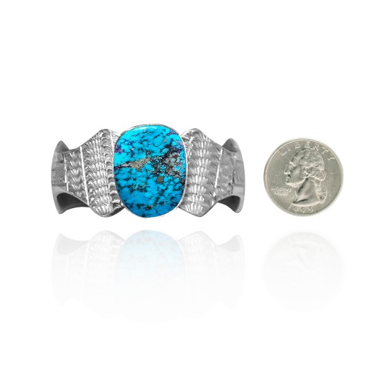 Wave .925 Sterling Silver Certified Authentic Navajo Native American Natural Turquoise Cuff Bracelet 32105 Wave .925 Sterling Silver Certified Authentic Navajo Native American Natural Turquoise Cuff Bracelet 32105