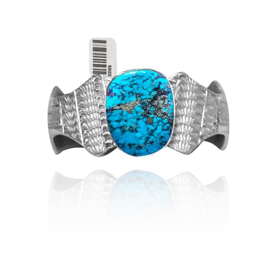 Wave .925 Sterling Silver Certified Authentic Navajo Native American Natural Turquoise Cuff Bracelet 32105 Wave .925 Sterling Silver Certified Authentic Navajo Native American Natural Turquoise Cuff Bracelet 32105