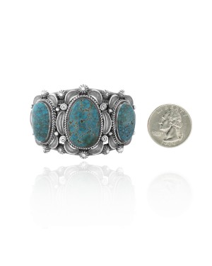 Sun .925 Sterling Silver Certified Authentic Navajo Native American Natural Turquoise Cuff Bracelet 32109 Sun .925 Sterling Silver Certified Authentic Navajo Native American Natural Turquoise Cuff Bracelet 32109
