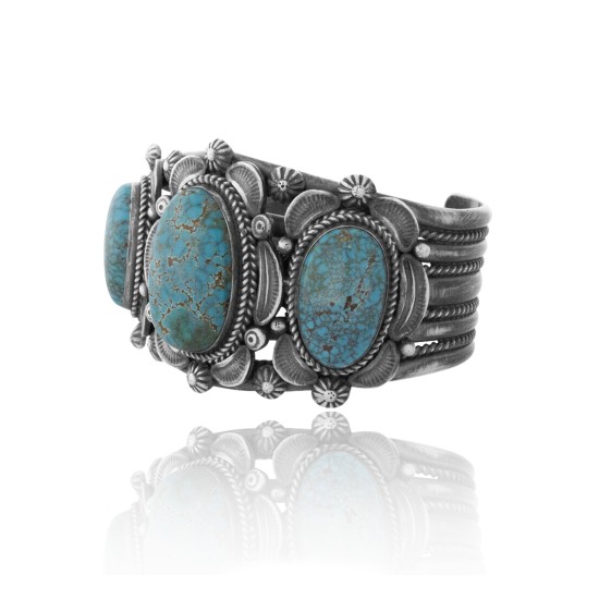 Sun .925 Sterling Silver Certified Authentic Navajo Native American Natural Turquoise Cuff Bracelet 32109 Sun .925 Sterling Silver Certified Authentic Navajo Native American Natural Turquoise Cuff Bracelet 32109