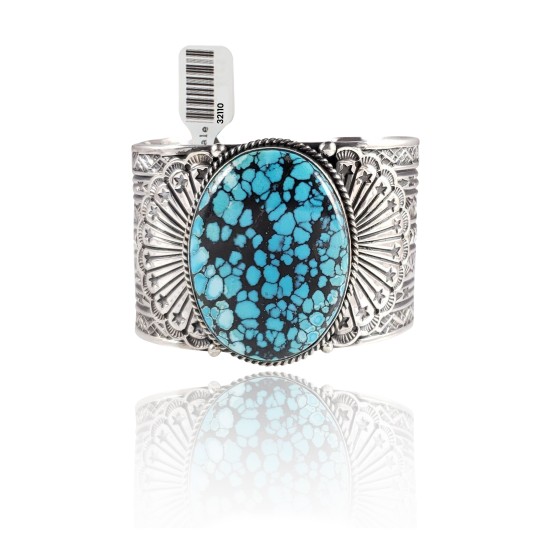 Sun .925 Sterling Silver Certified Authentic Navajo Native American Natural Turquoise Cuff Bracelet 32110 Sun .925 Sterling Silver Certified Authentic Navajo Native American Natural Turquoise Cuff Bracelet 32110