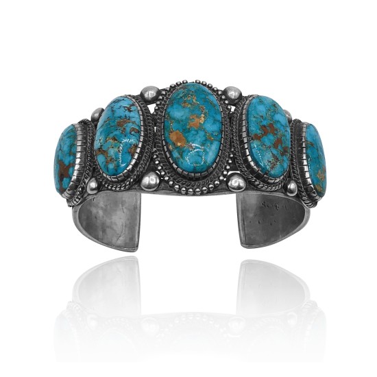 Large .925 Sterling Silver Certified Authentic Navajo Native American Natural Turquoise Cuff Bracelet 32111 Large .925 Sterling Silver Certified Authentic Navajo Native American Natural Turquoise Cuff Bracelet 32111