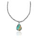 .925 Sterling Silver Certified Authentic Navajo Native American Natural Turquoise Necklace 35199