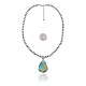 .925 Sterling Silver Certified Authentic Navajo Native American Natural Turquoise Necklace 35199