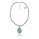 .925 Sterling Silver Certified Authentic Navajo Native American Natural Turquoise Necklace 35199