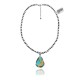 .925 Sterling Silver Certified Authentic Navajo Native American Natural Turquoise Necklace 35199