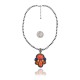 Squash Blossom .925 Sterling Silver Certified Authentic Navajo Native American Lapis Spiny Oyster Necklace 35200